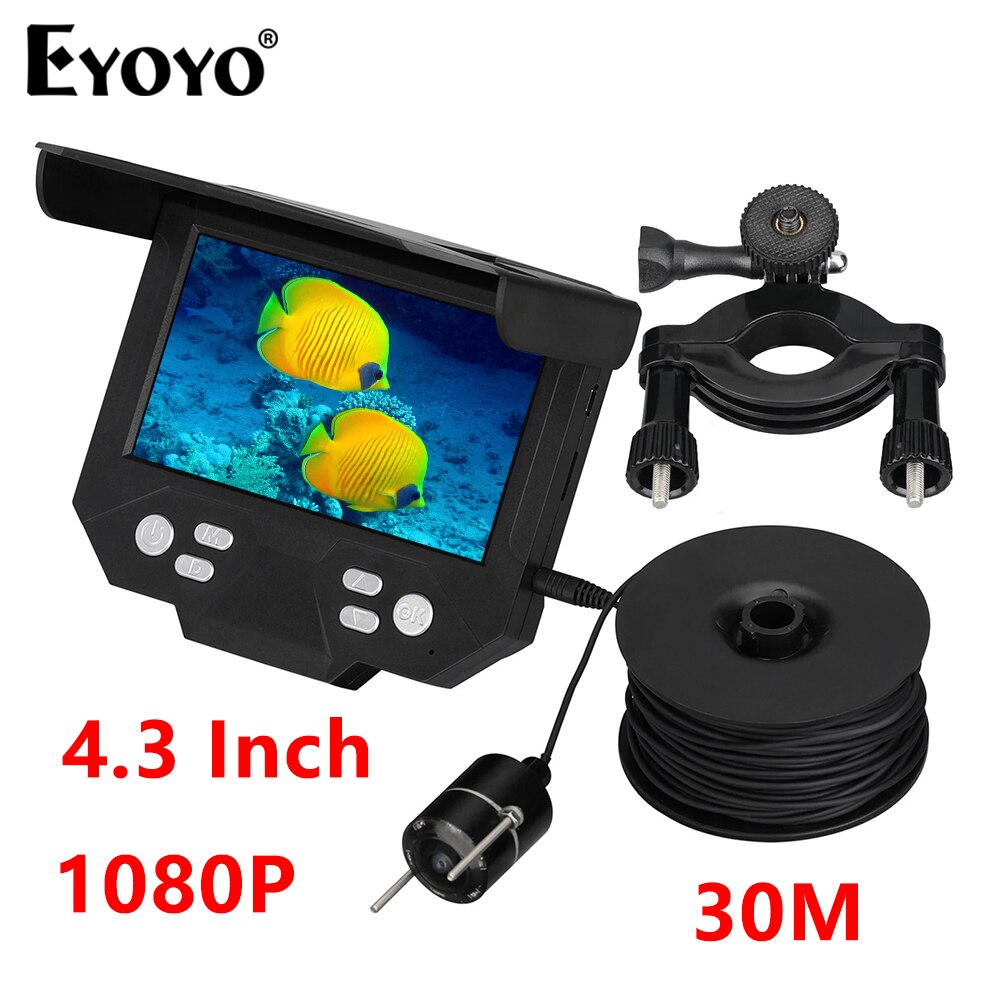 Eyoyo 겨울 물고기 탐지기 키트 4.3 &1080P IPS 스크린 30M 수중 낚시 카메라 12 백만 화소 195 ° 시야각 5000mAh